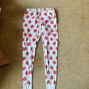 Hanna Andersson White and orange organic cotton Pumpkin pj pants size XS.